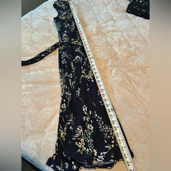 Lauren Ralph Lauren Womens Faux Wrap Blue Floral Dress Sz 12P Flowy Vacation - Picture 7 of 10